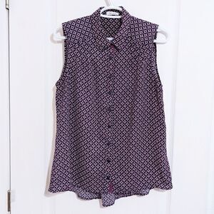 REITMANS Sleeveless geometric abstract print blouse shirt sleeveles @E